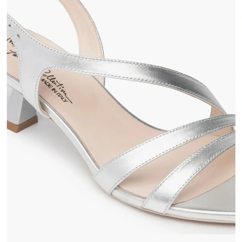 NeroGiardini NEW Size 9.5 (40 )Slingback Kitten Heel Sandal (Women) silver